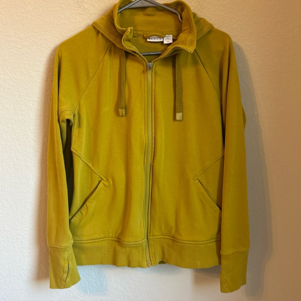 Athleta Triumph Hoodie Size M Mustard Yellow Full Zip